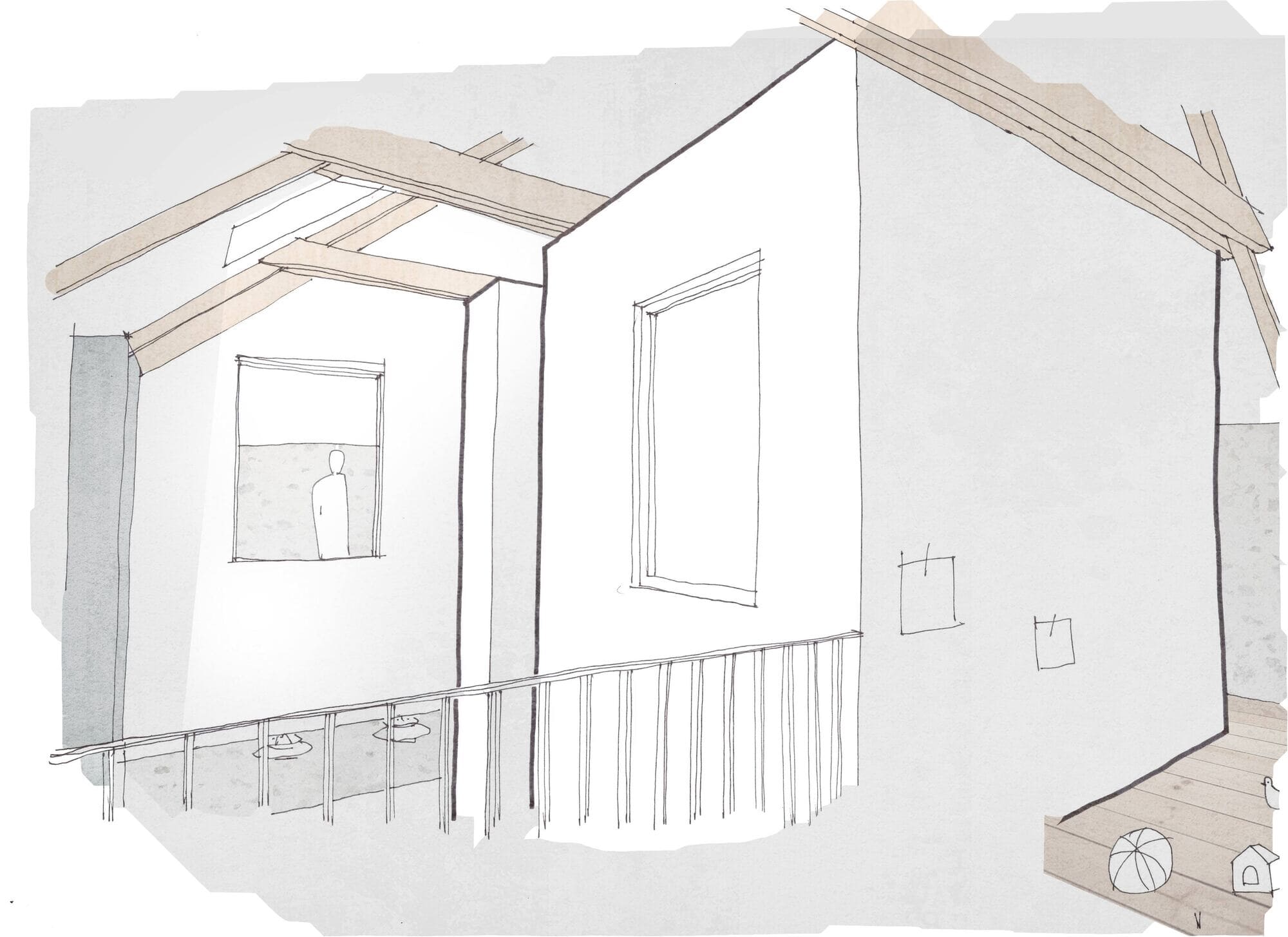 Sketch. Rénovation d'une longère à Aucaleuc.