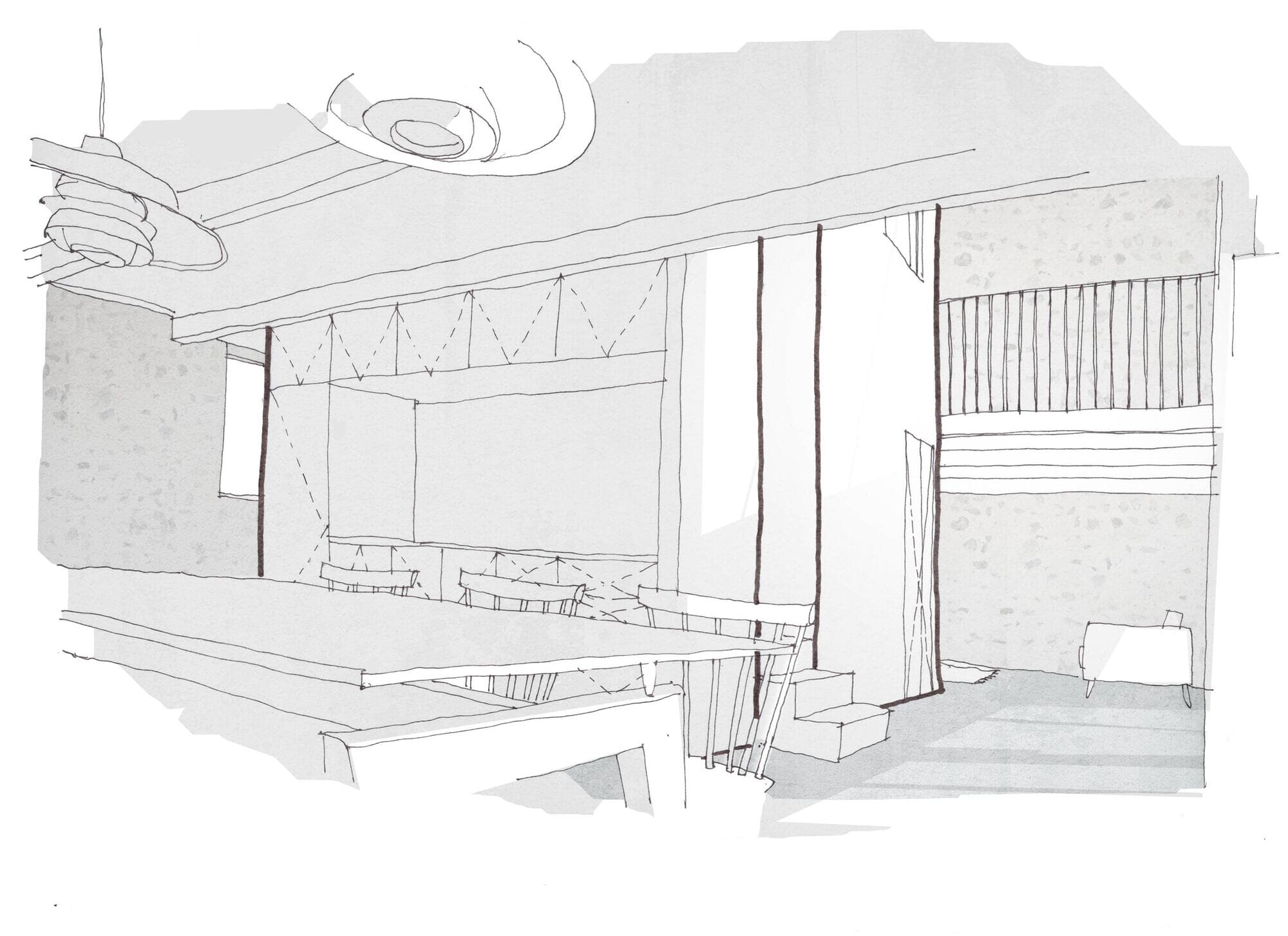Sketch. Rénovation d'une longère à Aucaleuc.