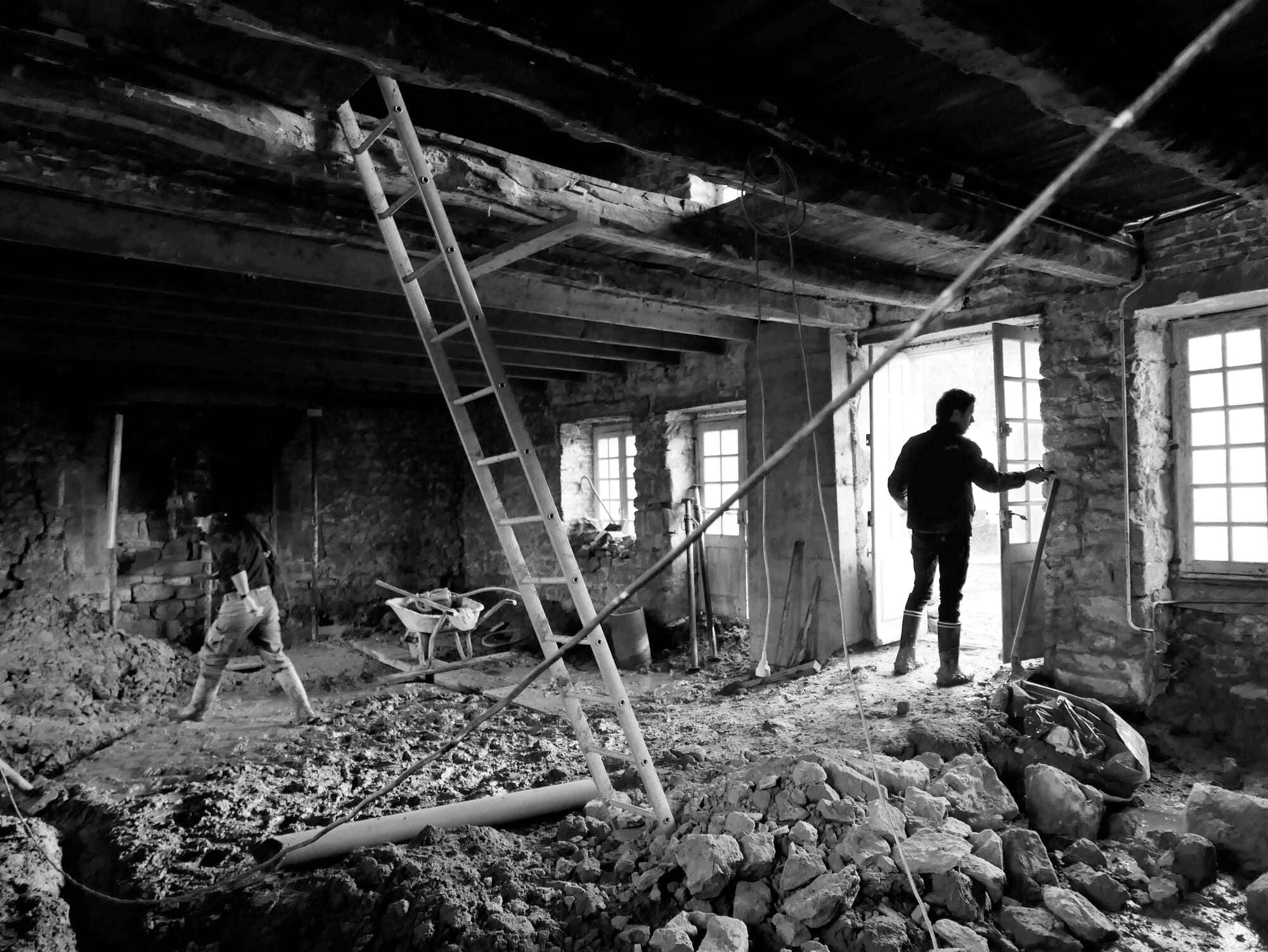 Photo ancienne de la longère existante. Rénovation d'une longère à Aucaleuc.