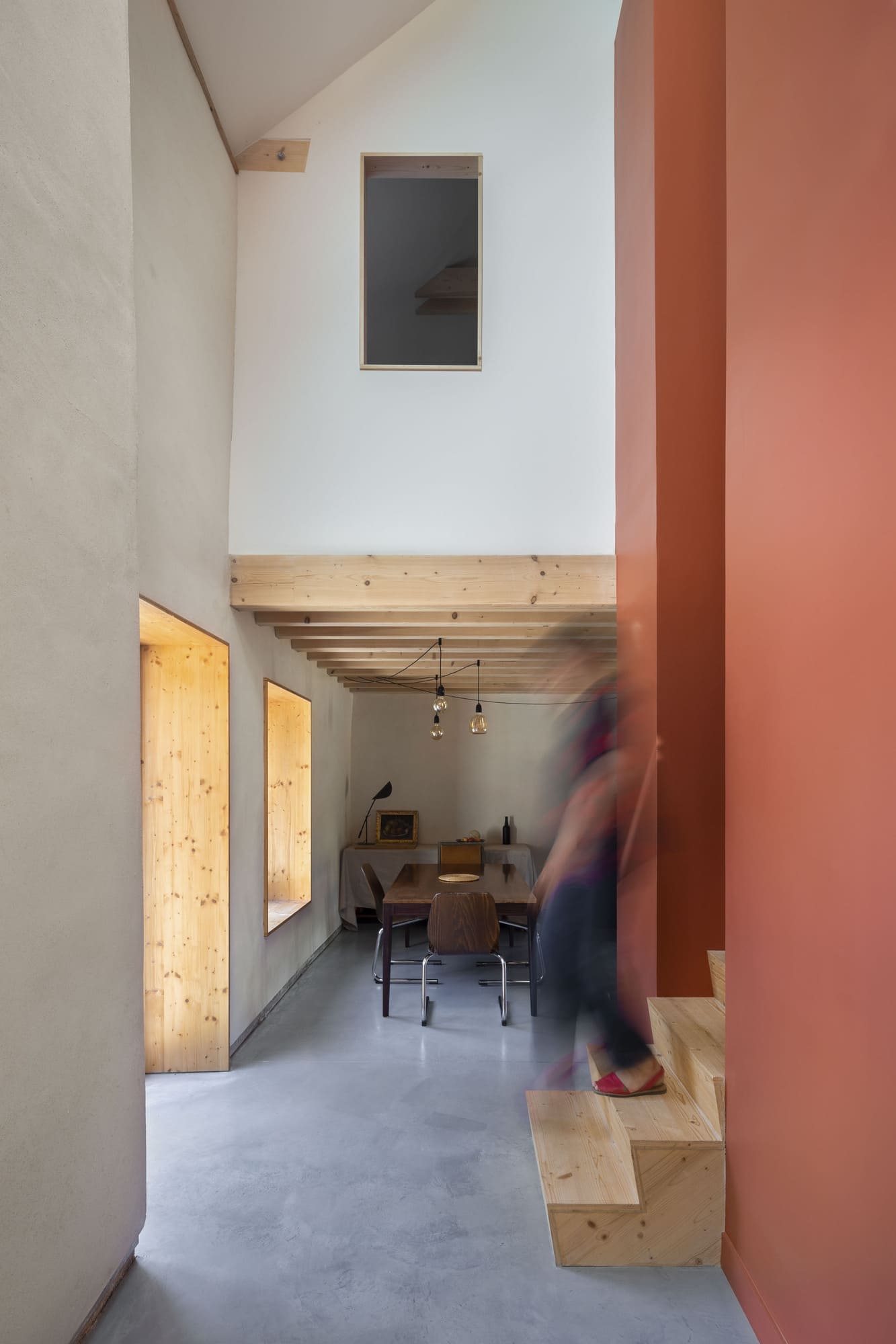 Vue intérieure. Rénovation d'une longère à Aucaleuc.