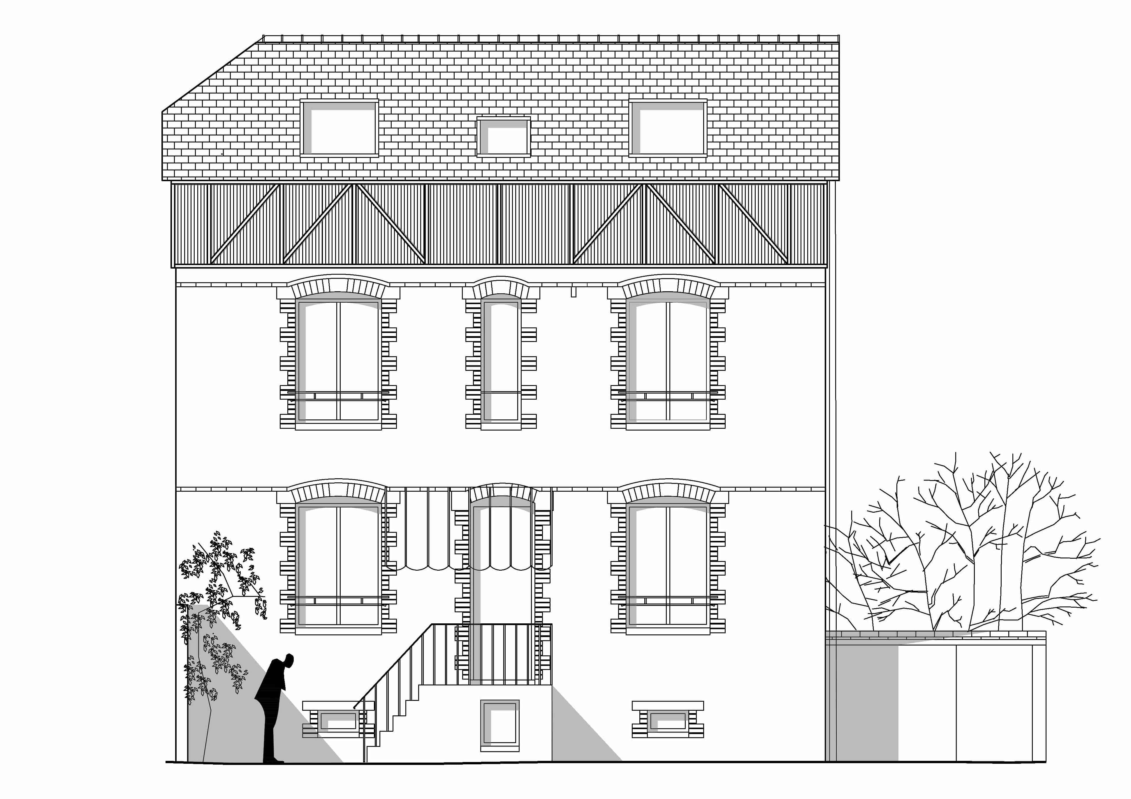 Elevation. Surélévation d'une maison individuelle à Rennes.