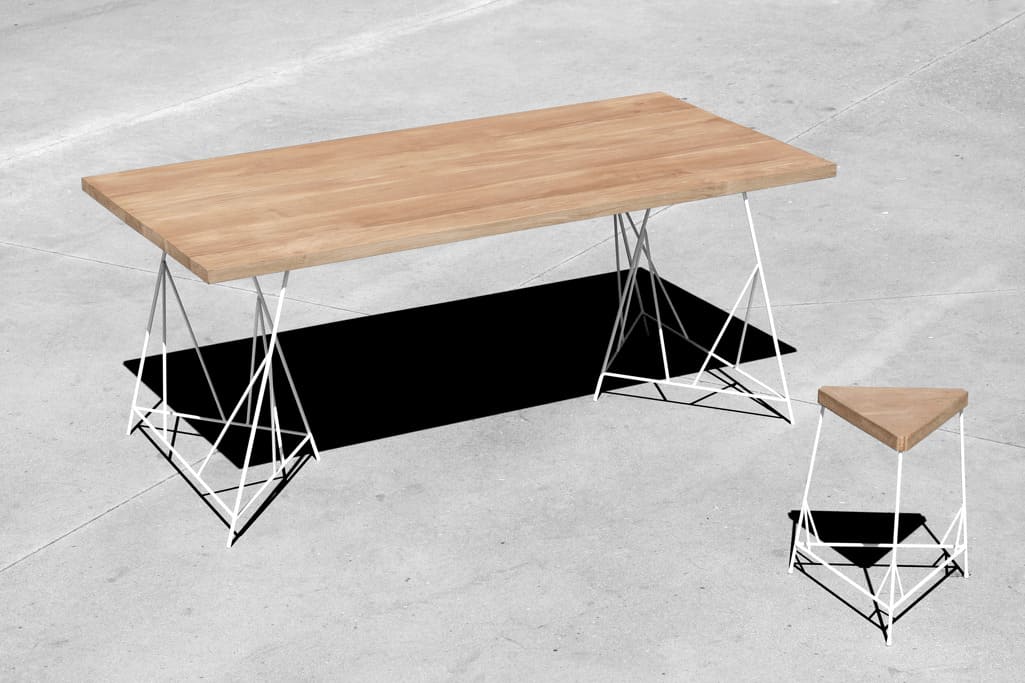 Table et tabouret. Création d’une série de mobilier.