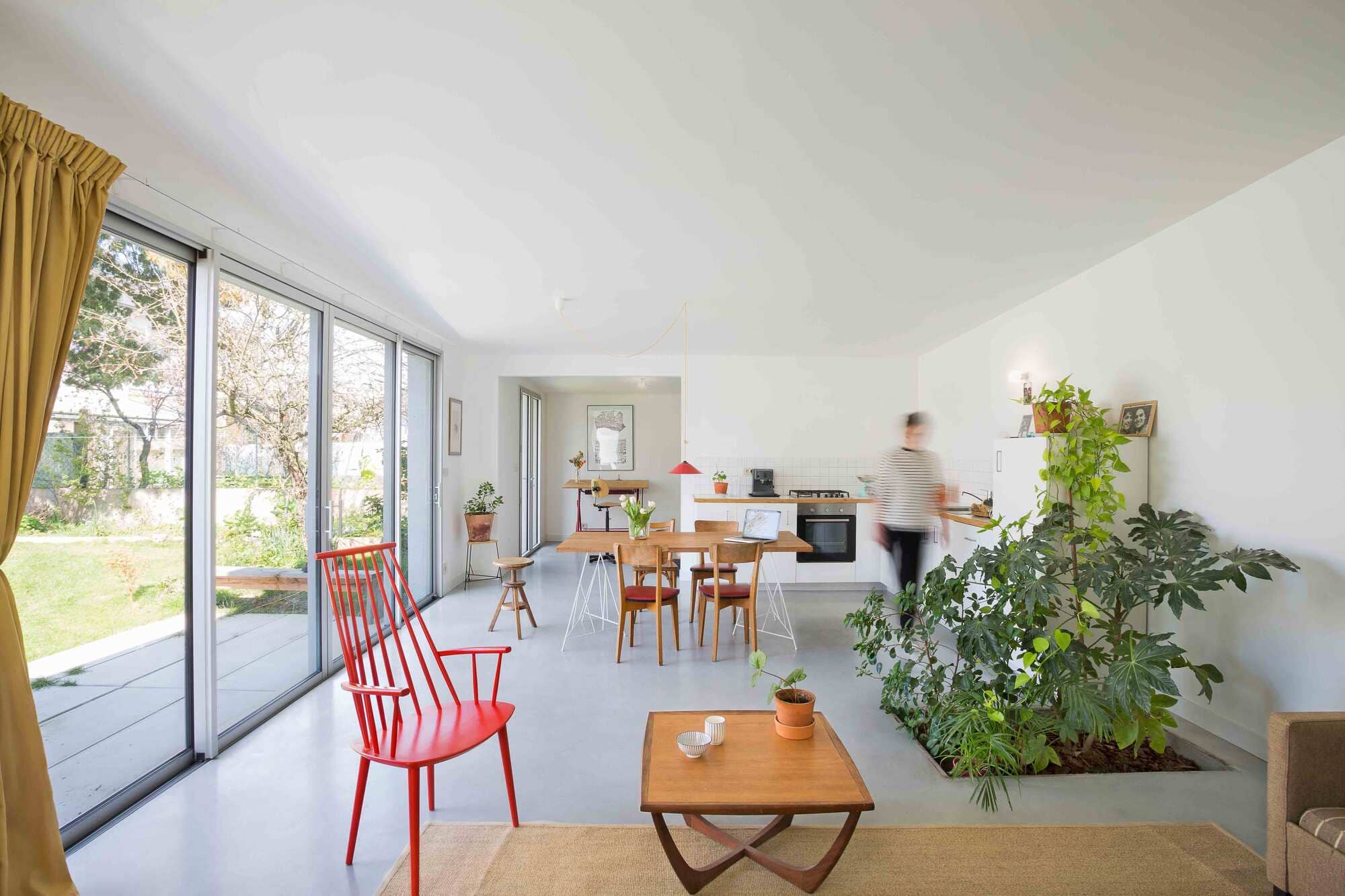 Vue intérieure. Rénovation d'une maison individuelle à Rennes.