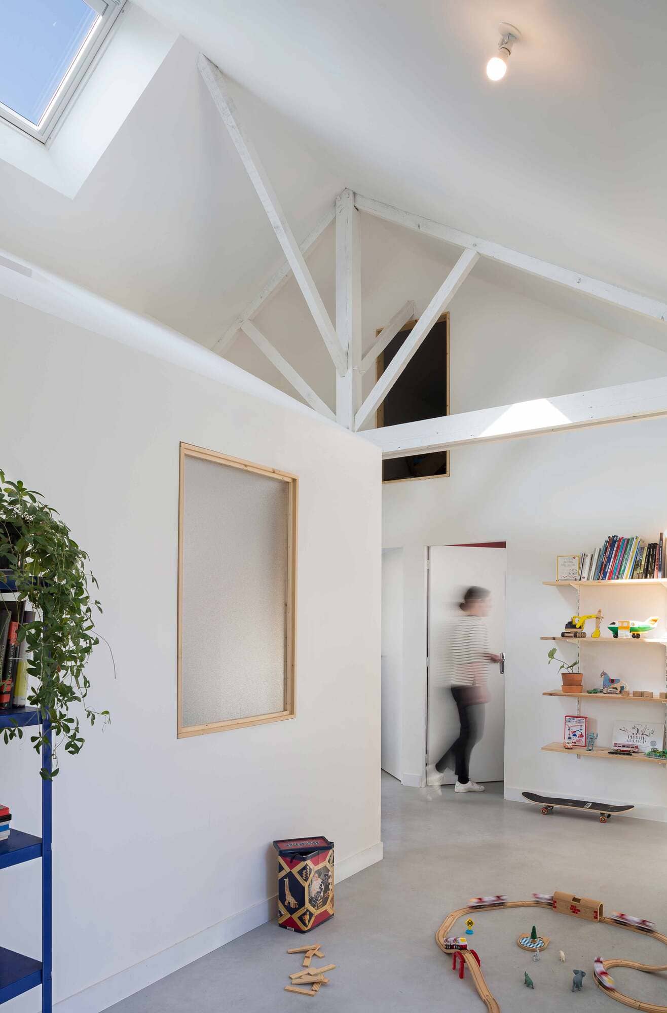 Vue intérieure. Rénovation d'une maison individuelle à Rennes.