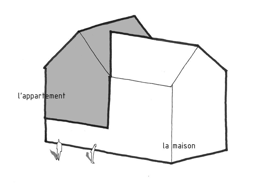 Sketch concept de la réhabilitation d'un chalet à Abondance.