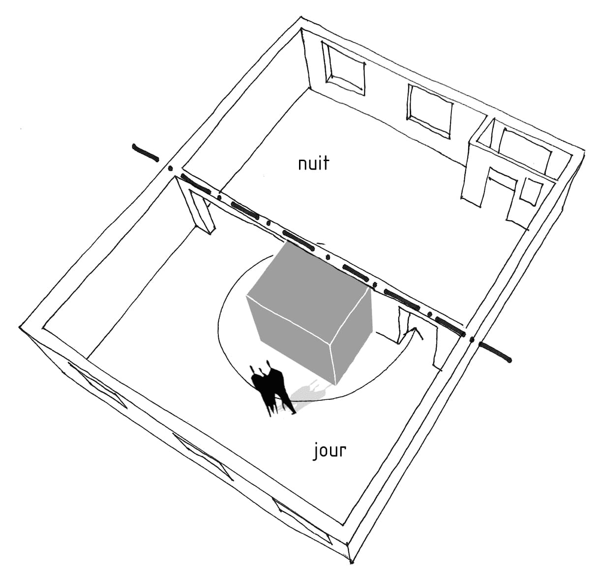 Sketch concept de la rénovation d'un appartement à Rennes.