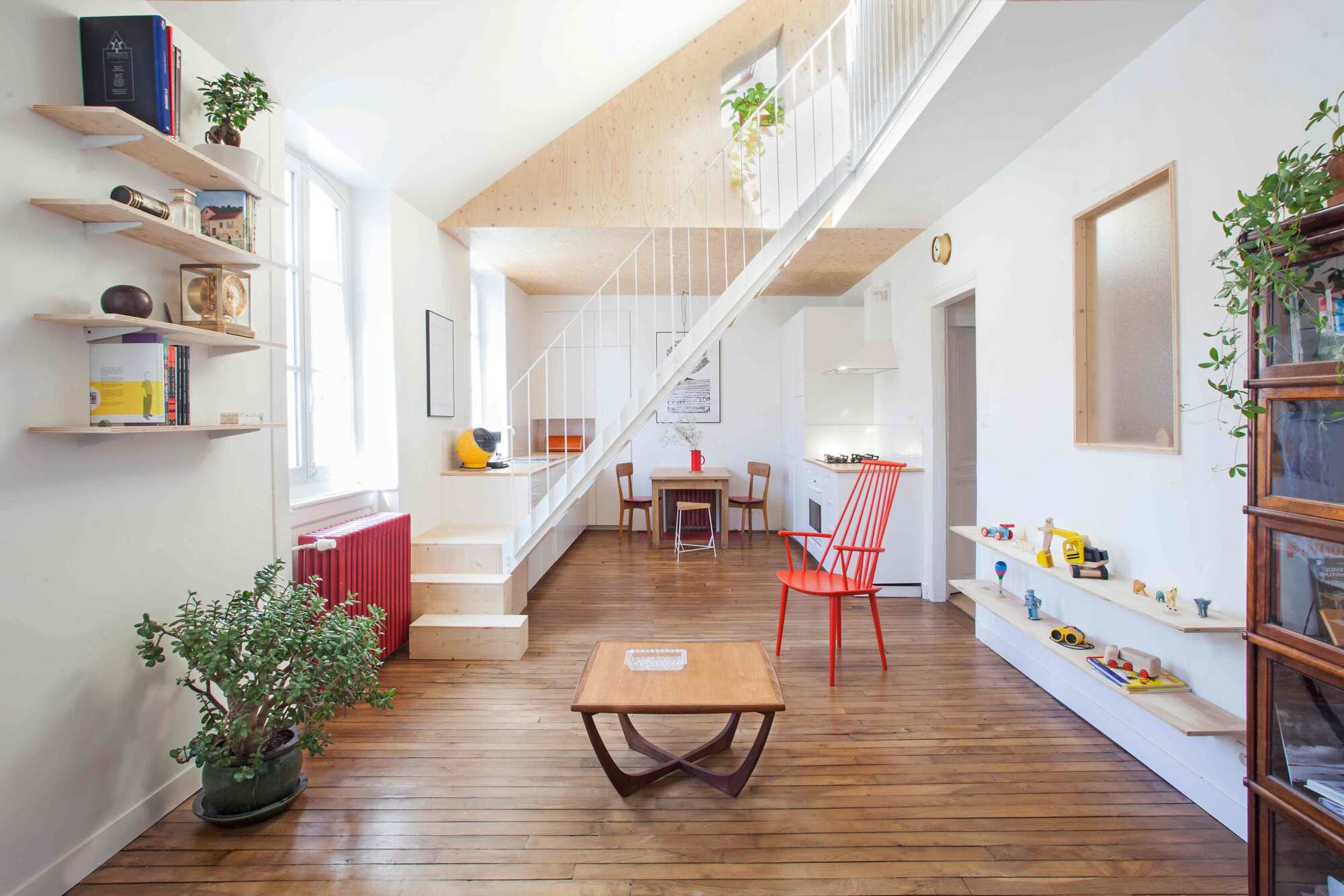 Vue intérieure. Création d'un duplex à Rennes.