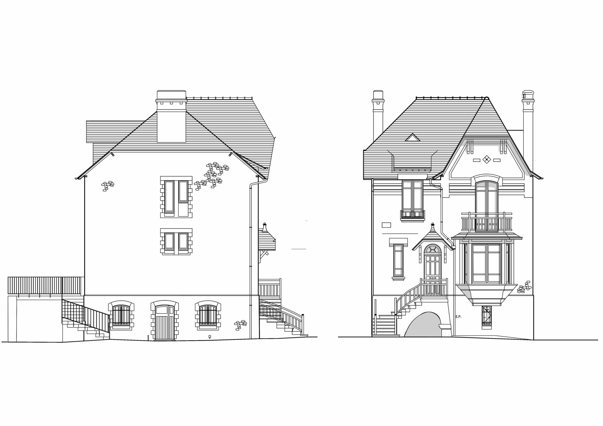 Plan des façades. Rénovation d’une maison individuelle à Saint-Malo.